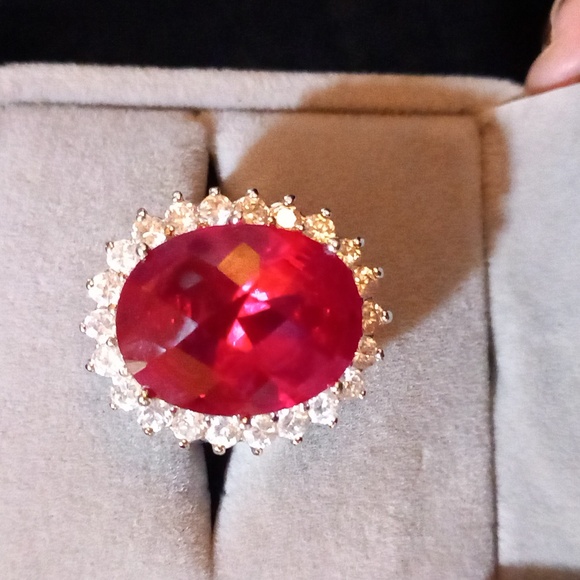 Cocktail Ring CZ Faux Ruby - Picture 1 of 5